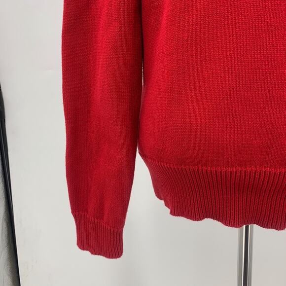 Lauren Ralph Lauren Sweater Women L Large Red Knitted Half Snap Buttons Pullover - Picture 8 of 13
